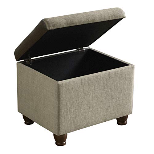 Image of HomePop 22 inch Medium Rectangular Storage Ottoman - Tan Linen
