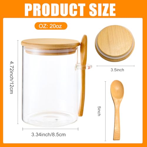 Image of Overnight Oats Containers With Lids and Spoons, 2pack Glass Jars with Bamboo Lids, Leak-Proof Overnight Oats Jars for Cereal, Yogurt, Chia Pudding