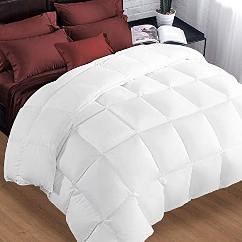Comforter Soft Goose Down Alternative Duvet Insert Warm Winter 2100 Series Quilt with Corner Tab for All Season, Prima Microfiber Filled (White, Queen-1)