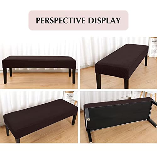 Stretch-Dining-Bench-Cover-Extra-Long-Anti-Dust-Removable-Slipcover-for-Living-Room-Bedroom-Kitchen-Washable-Print-Seat-Protector-Plus-Size-Brown-Long-63-7086-in Stretch Dining Bench Cover Extra Long Anti Dust Removable Slipcover for Living Room Bedroom Kitchen Washable Print Seat Protector Plus Size Brown Long 63 7086 in