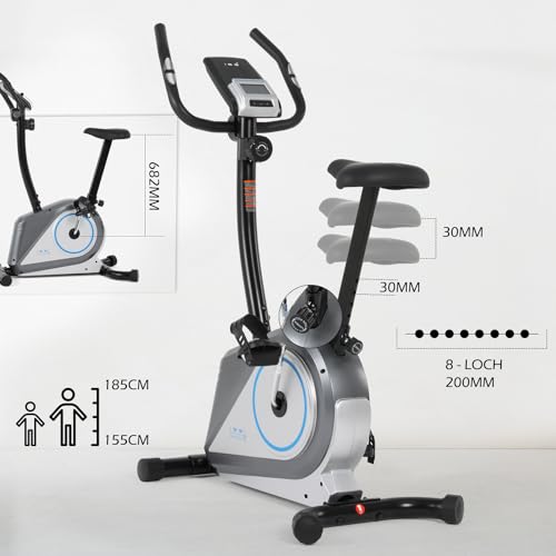 ISE Bicicleta Estática con 8 Niveles de Sistema magnético externo bidireccional,Bicicleta Estatica con LCD Pantalla,Bicicleta Indoor con sensores de Pulso y Soporte para Tablet,bici estatica para Casa - Imagen 3