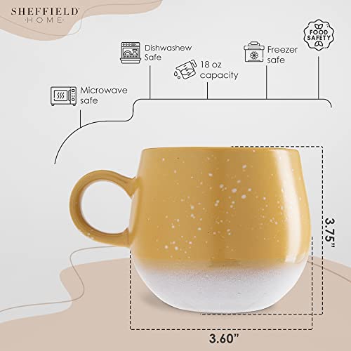 Heartland Hive Set Of 4 Stoneware Coffee Mugs- Bright And Colorful Coffee Cups, Mugs For Tea, Latte, And Hot Chocolate, 17 Oz, (Teal, Navy, Yellow, Orange) #TOP1