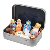 Tragbare Weihnachtskrippe in Metalldose – religiöses Miniatur-Display für festliche Dekoration zu Hause, im Büro oder in der Kirche