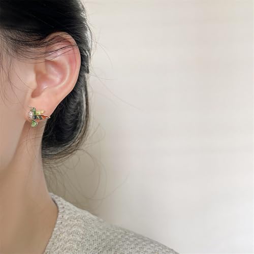 Crystal Hummingbird Earrings Stud Earrings Colorful Cute Animal Bird Flying Gold Plated Oil Painting Earring for Women S925 Sterling Silver Post Hypoallergenic3
