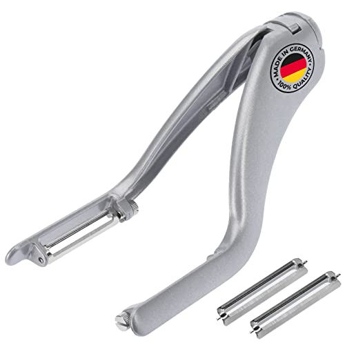 Westmark Vegetable and Double Peeler/Asparagus Peeler, Including 2 Spare Stainless Steel Blades, Peel-Star Alu, High-Quality Aluminium with Food-Safe Coating, 605022E6