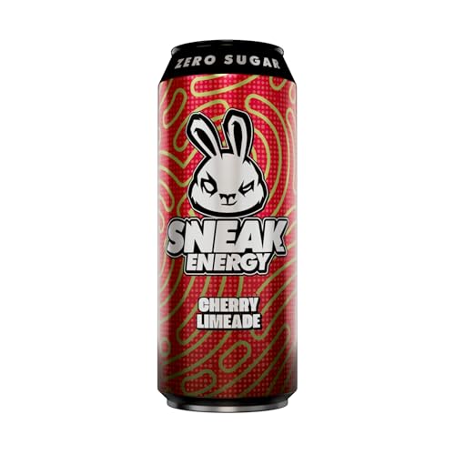 SNEAK Energy Drink Cans | Cherry Limeade with Brainberry | No Sugar. No Junk. Just Natural Caffeine, Focus-Boosting Nootropics in a Can | 500ml x 12