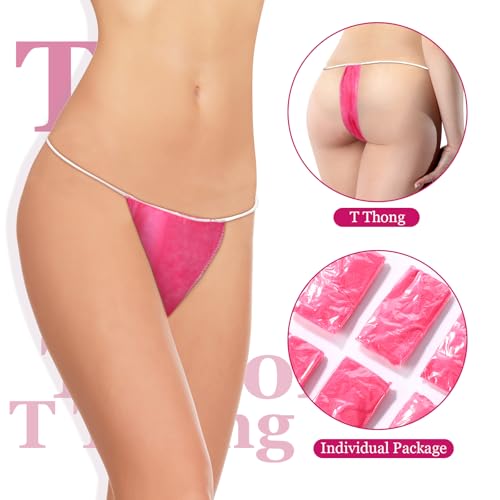 Geyoga 100 Pieces Disposable Nonwoven Thong Panties Women's Disposable Spa Underwear Individually Pack for Spray Tanning2