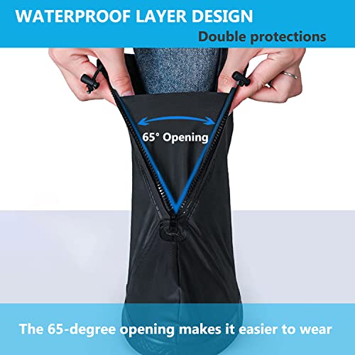 Image of Waterproof Shoe Covers for Rain & Snow, Non-Slip Reusable Overshoes with Zipper - Durable Shoe Protectors for Hiking, Cycling, Outdoor Activities,Rain Boots for Men, Women & Kids