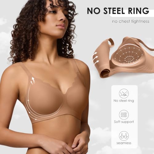 Image of Seamless Wireless Bra for Women with Support - No Underwire Full Coverage Push Up Comfort Bras - Back Fat Smoothing Bralette