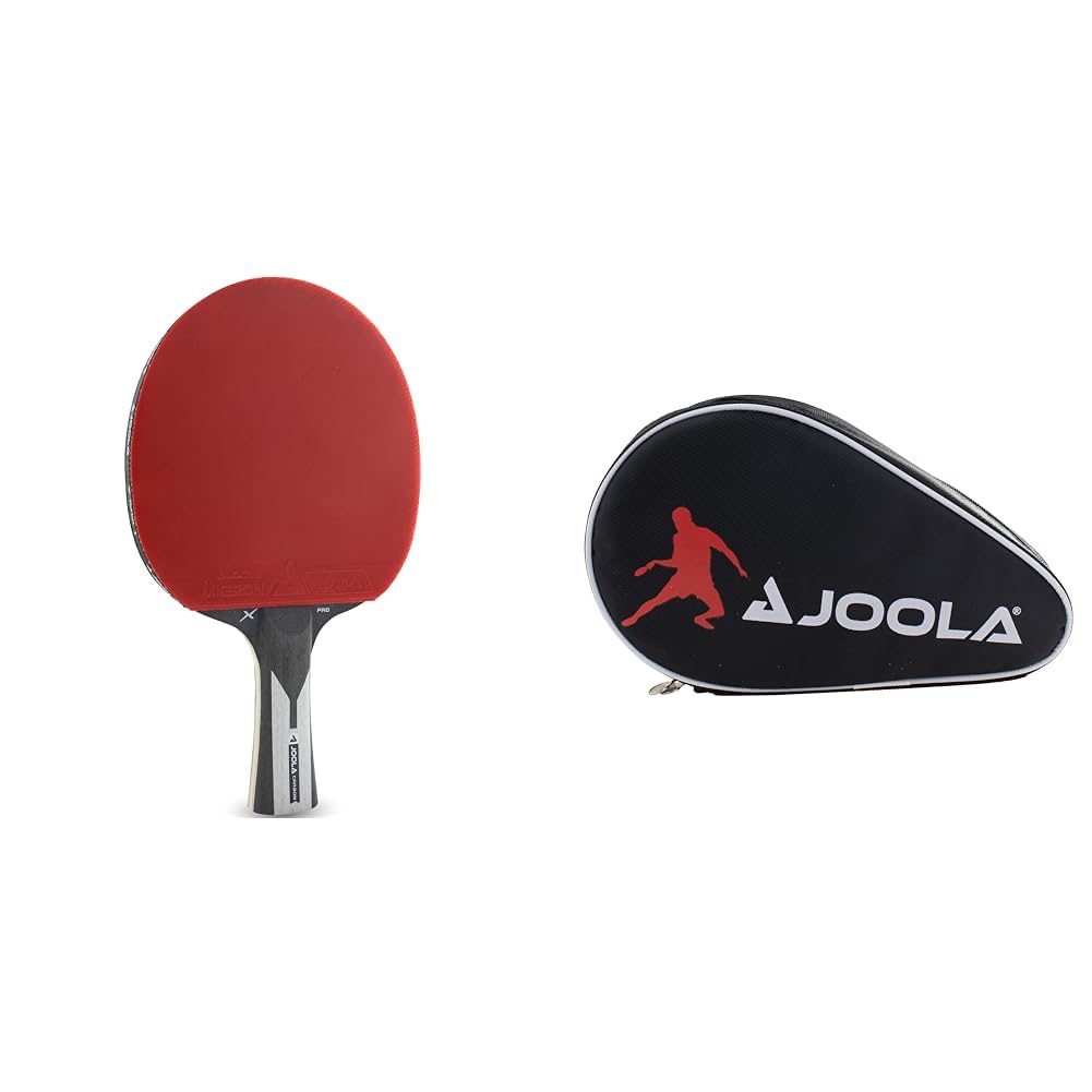 Carbon X Pro ITTF Approved Professional Ping Pong Racket, Black/Grey & 80505 Table Tennis Bat Cover Pocket, Black/Red, 28 x 17 x 4 cm
