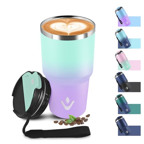 Mug Isotherme 600ml 20oz, Tasse Isotherme sans BPA, Tasse Thermos Double Paroi, Thermo Café Réutilisable Acier Inoxydable 304, Tumbler pour École, Sport,...