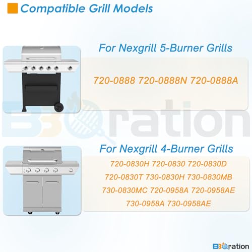 Image of Replacement Parts Kit for Nexgrill 5-Burner 720-0888 720-0888N 720-0888A, 4-Burner 720-0830H 720-0830, Cooking Grate, Grill Heat Shield and Burner Kit for Nexgrill Replacement Parts