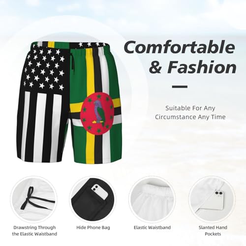 America Dominica Flag Mens Swim Trunks with Compression Liner 2 in 1 Quick Dry Bathing Suit Beach Shorts3