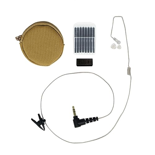 Invisible Series Mic/Earpiece Upgrade Kit- Tubeless Covert/Tactical Radio Earpiece Ambidextrous- Tubeless Earpiece & Acoustic Tube Kit Converter (Coyote Brown)