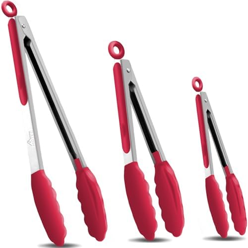 HOTEC Premium Stainless Steel Locking Kitchen Tongs with Silicon ...