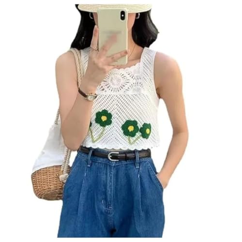 Image of NAIADES Women's Handmade Crochet Crop Top, Sleeveless Top for Women,Comfortable Fit