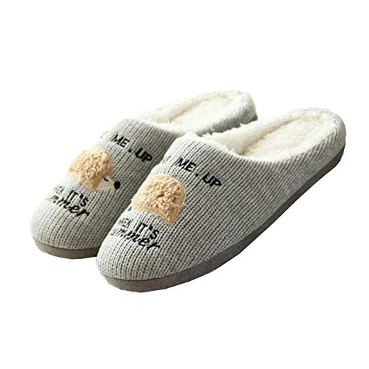 Zapatillas De Interior Cálido Y Cómodo De Punto Lindo Erizo Unisex Zapatillas De Casa Gris EUR (42-43)