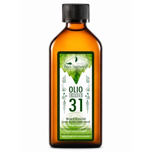 Vitamol Olio 31 Erbe Biologico 100 ml – Naturale Tonificante e Rinfrescante per Massaggi Muscolari, Aromaterapia e Diffusori – Profumo Balsamico, Non Unge