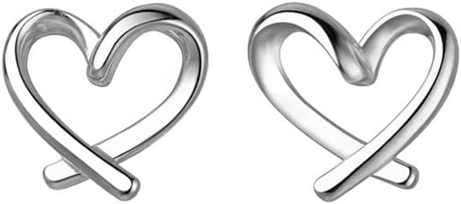 Reffeer Solid 925 Sterling Silver Love Heart Clip On Earrings No Piercing Cuffs for Women Girls Heart Wrap Earrings