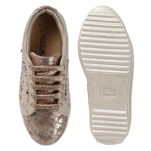 Image of Vendoz Women Wedding & Party High Heel Sneakers I Cushioned Insole I Glittery & Embellished Bridal Wear I Lightweight and Stylish Shoes for Girls CNV4033