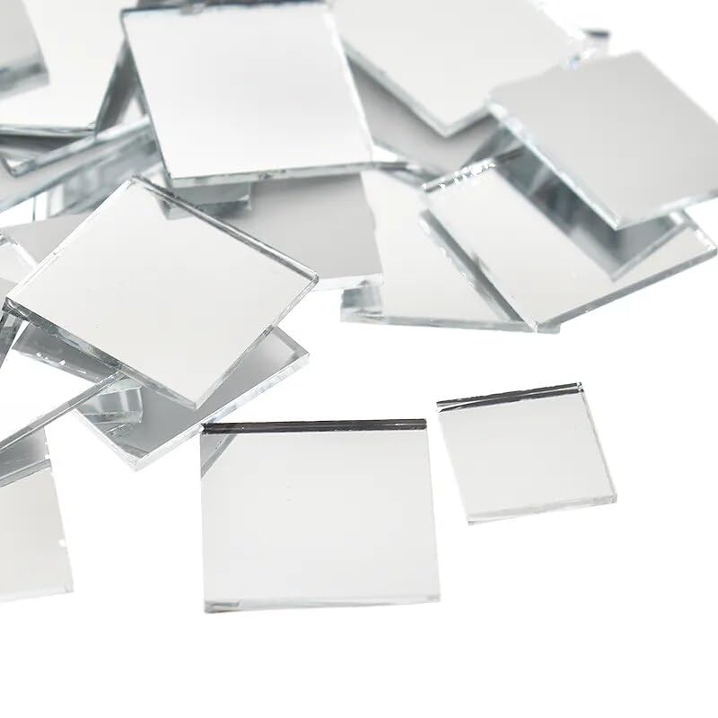 1/16" thikness Square Shape of Premium Glass Mirror Art Decorative in Silver and Grey for Wall Murals, DIY Projects, Home Decor [Ultra Reflective] (1x1", Grey)