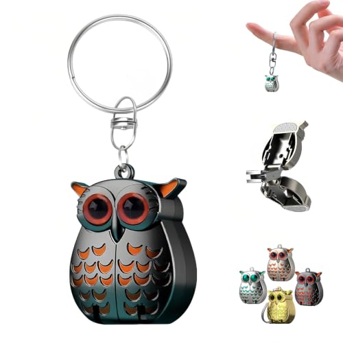 Owl Keychain Nail Clipper,Foldable 2-in-1 Stainless Steel with File(Black)