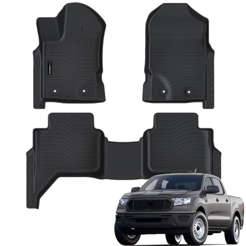 AUXKO All Weather Floor Mats for Ford Ranger Supercrew 2019-2023