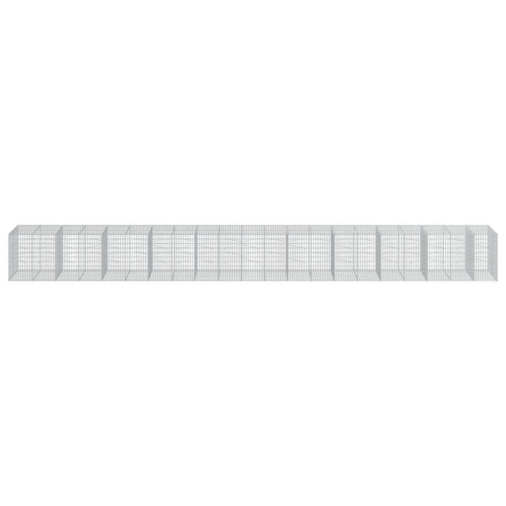 Gavión con tapa, 1050 x 100 x 100 cm, hierro galvanizado | Cesta de piedra resistente para jardín y exterior para el diseño de paredes y parterres decorativos.