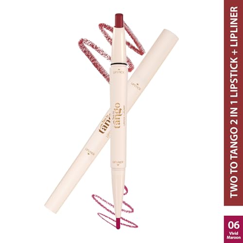 Image of Glam21 Two To Tango Lip Liner + Lipstick Duo |Non-Transfer |16hrs Long Stay | Creamy Matte Finish| Super-glide formula | Non-drying |For Sensational lip look, Vivid Maroon-06