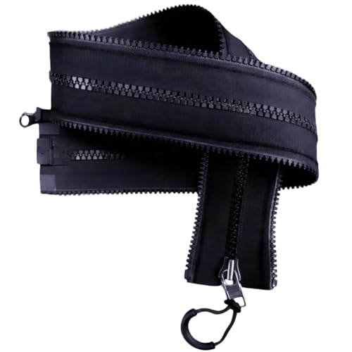 Zipper Extender 27.5 Inch for Jacket Coat Detachable Connector with Black Nickel Metal Teeth Universal Replacement Zipper Sewing Repair Tool for Clothing Bag Luggage Easy Install Extension
