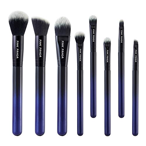 PINKPANDA Makeup Brushes 8 Pcs Noble Blue Professional Makeup Brush Set Premium Cosmetic Brushes Foundation Blending Blush Concealers Eye Shadows Face Powder Kabuki Make Up Brushes Kit