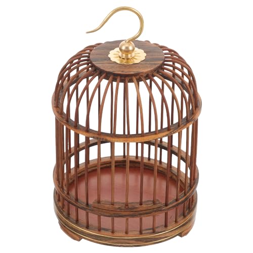 Image of BESPORTBLE Pet Cage Round Birdcages Outdoor Decorative Bird Cage Wood Hamster Cage for Small Parakeet Cage Hanging Cage for Bird Wooden Bird Nest