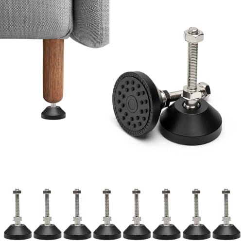 PARFCO 8 Unidades Patas Regulables, Patas Regulables para Muebles M8 x 50 mm (ø50 mm), Pies Niveladoras, Inclinación Máx. 30°, para Muebles de Casa, Fitness y Maquinaria