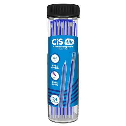 CIS, Caneta Esferografica0,7 mm TIK Squeeze com 24 unidades, cor Azul
