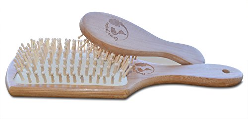 HAIR BRUSH by Earth's Daughter with FREE Travel Size Brush, Bamboo Paddle For Adults & Kids, NO MORE Breaks or Frizzyness, All Hair Types!