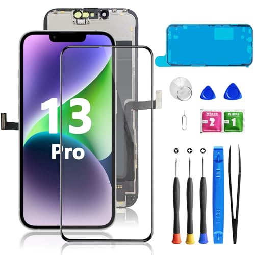 Bsz4uov for iPhone 13 Pro Screen Replacement 6.1 Inch 3D Touch LCD Screen Digitizer for A2483 A2636 A2638 A2639 A2640 with Repair Tools Kit+Screen Protector+Waterproof Frame Adhesive