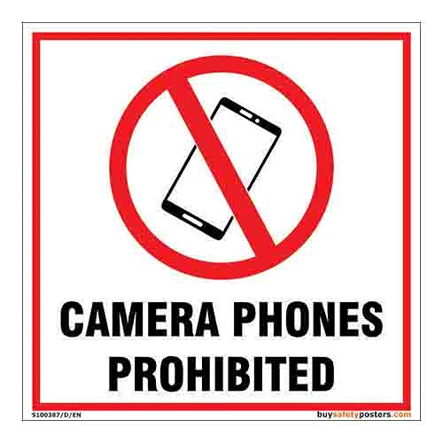 buysafetyposters.com - Camera Phones Prohibited Sign in English - Vinyl Sun Board - (Square, 8 inch X 8 inch, Multicolor)-image-31