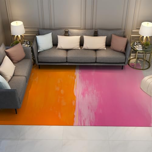 Tapis pour salon 200x300cm violet et jaune abstrait lavable - 2