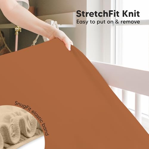 Image of KeaBabies 2-Pack Baby Crib Sheets for Boys, Girls, 52x28 Fitted (Rust) | Viscose Derived from Bamboo, Toddler Bed Sheets Neutral, Fitted Crib Mattress Sheet for Standard Baby Bedding, Soft, Cozy
