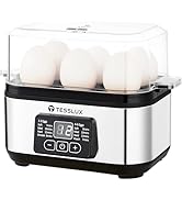 Tesslux Electric Rapid Egg Cooker, 6 Egg Capacity for Hard Boiled Eggs, Poached Eggs, Scrambled E...