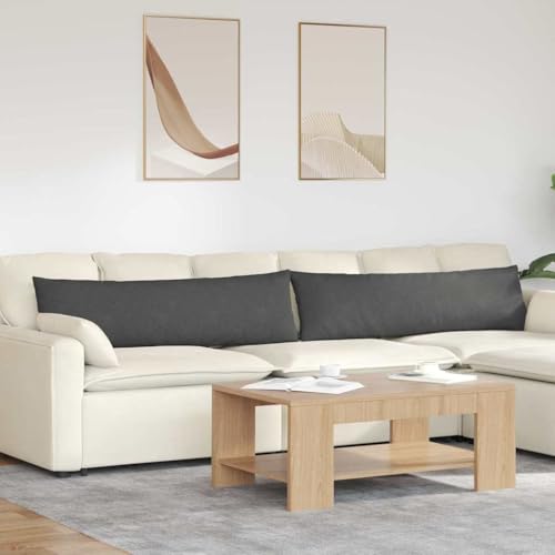 Qnhdfrt 2er Sofakissen Dunkelgrau 145x40 cm Cordstoff Dicke 20 cm mit Reißverschluss Modernes Dekokissen für Wohnzimmer Schlafzimmer Home Office