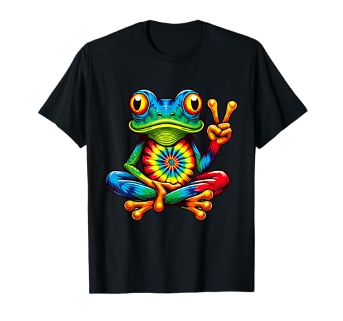 Tie-Dye Frog Peace Sign for Men Women Kids T-Shirt
