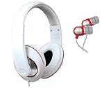 iSound DJ Style Headphones with included matching earbuds (white)