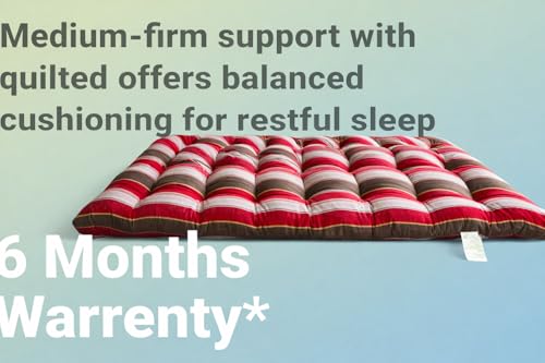 Image of Adim's Handmade Traditional Quilt Gadda Mattress, Red Lining, Small Single, Pure Cotton Fabric, Cotton Filled, Firm, Reversible Design, 2.5 x 6 ft or 72 x 30 Inches