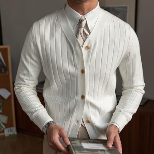 Men's Button Knitted Ribbed Cardigan Sweater Long Sleeve V Neck Knit Sweaters Casual Fall Winter Tops3