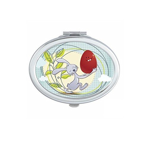 Miroir portable de Pâques ovale compact pour retouches rapides sans encombrement