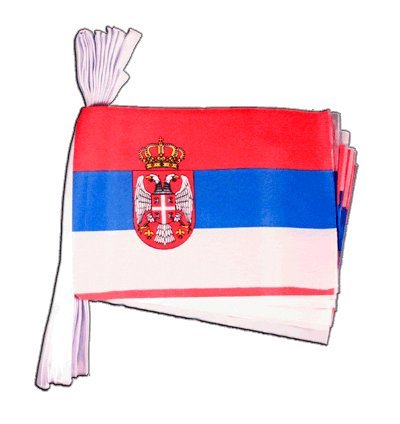 Guirlande drapeau Serbie avec blason Digni en tissu de haute qualité
