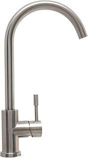 Squado Grifo mezclador de cocina giratorio 360°, acero inoxidable satinado mate, boca alta para fregadero, palanca ergonómica, fijaciones flexibles incluidas
