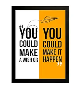 Interio Crafts Synthetic Wood Wish and Reality Inspirational Motivational Quote Framed Poster for Office and Home Wall Decor (Frame Size :13