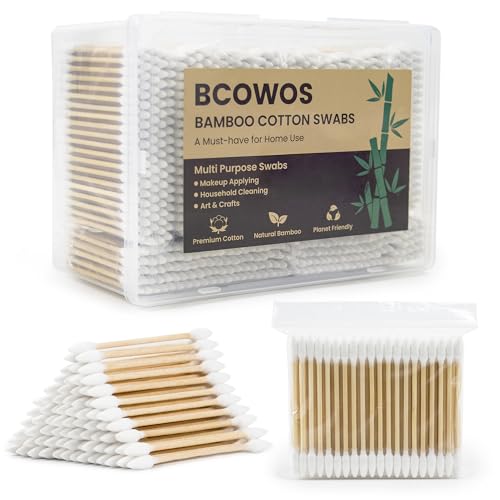 Image of Pointed Cotton Swabs 1000 Count with Storage Box, Double Precision Tips with Bamboo Sticks, Pointy Cotton Swabs for Makeup Nail Care and Crafts